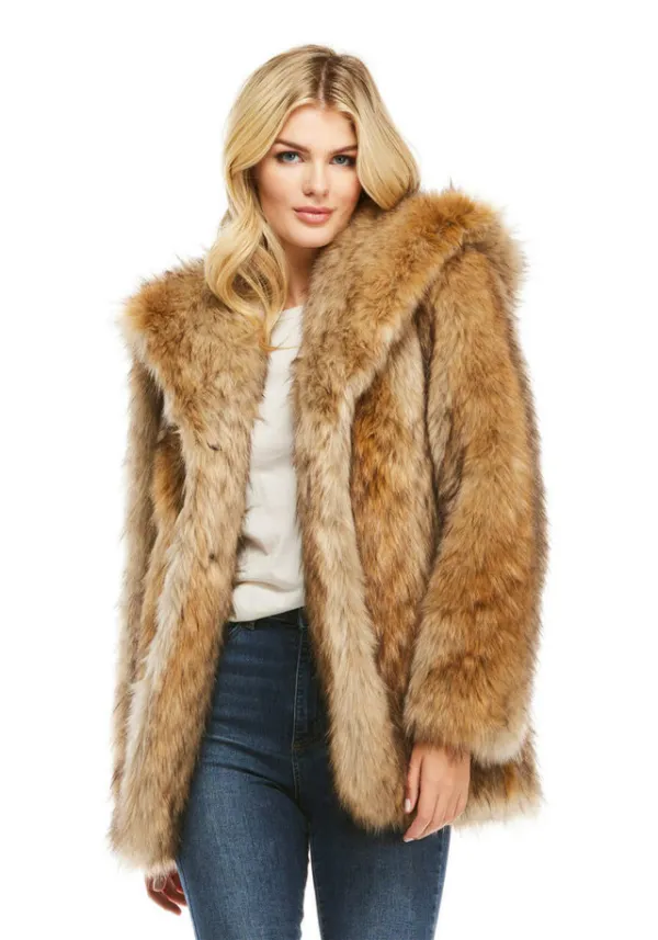Faux Fur Hooded Coat