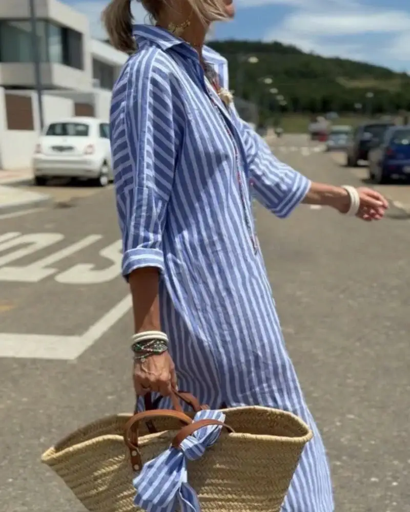 Elegant Refined Women's Shirt Midi Dress