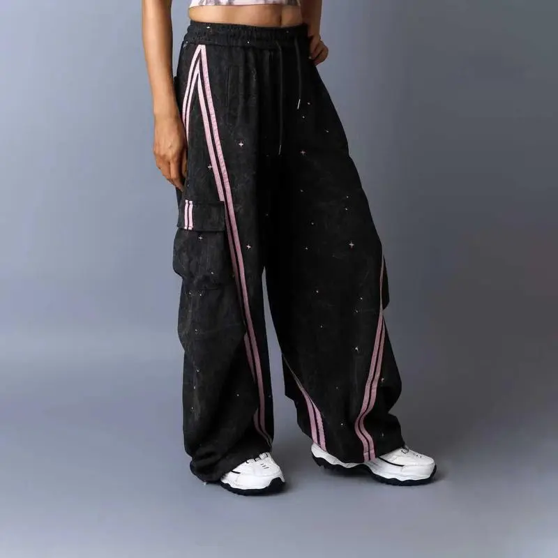Women  Wide Leg Drawstring Joggers with Side Pockets