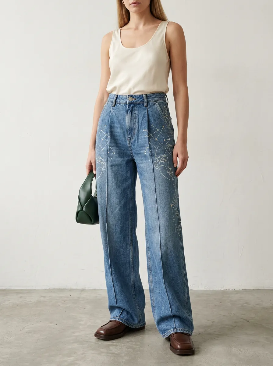 Women's Wide Leg Denim Jeans