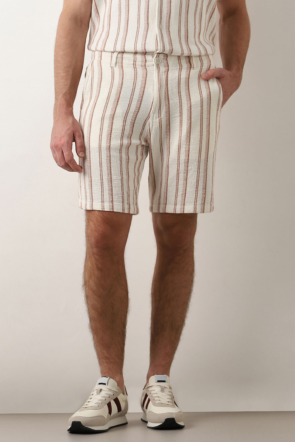 White Striped Co-ord Set Shorts