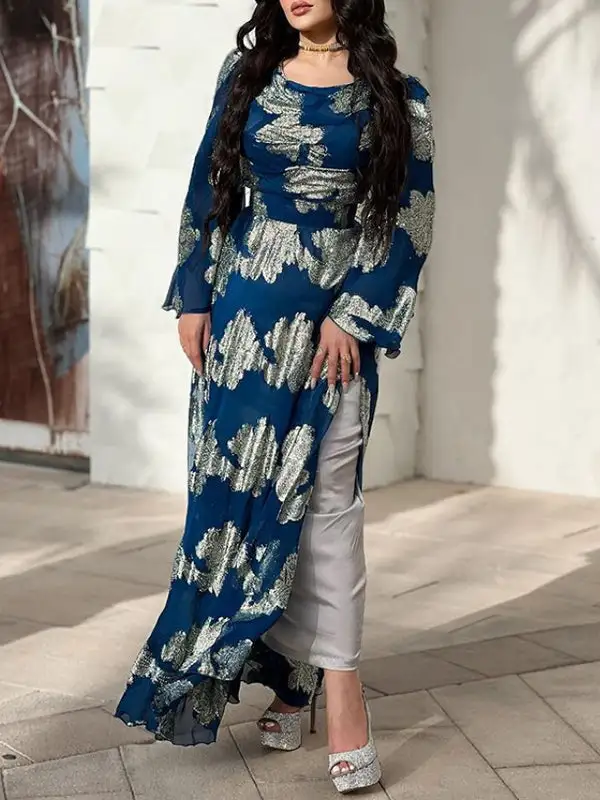 Flared Floral Printed Maxi Dress