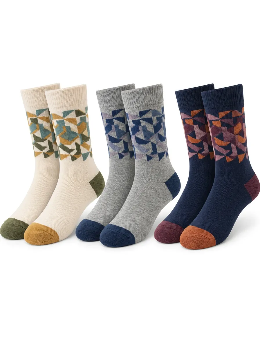 Unisex Decorative Geometric Printed Sock Assortment
