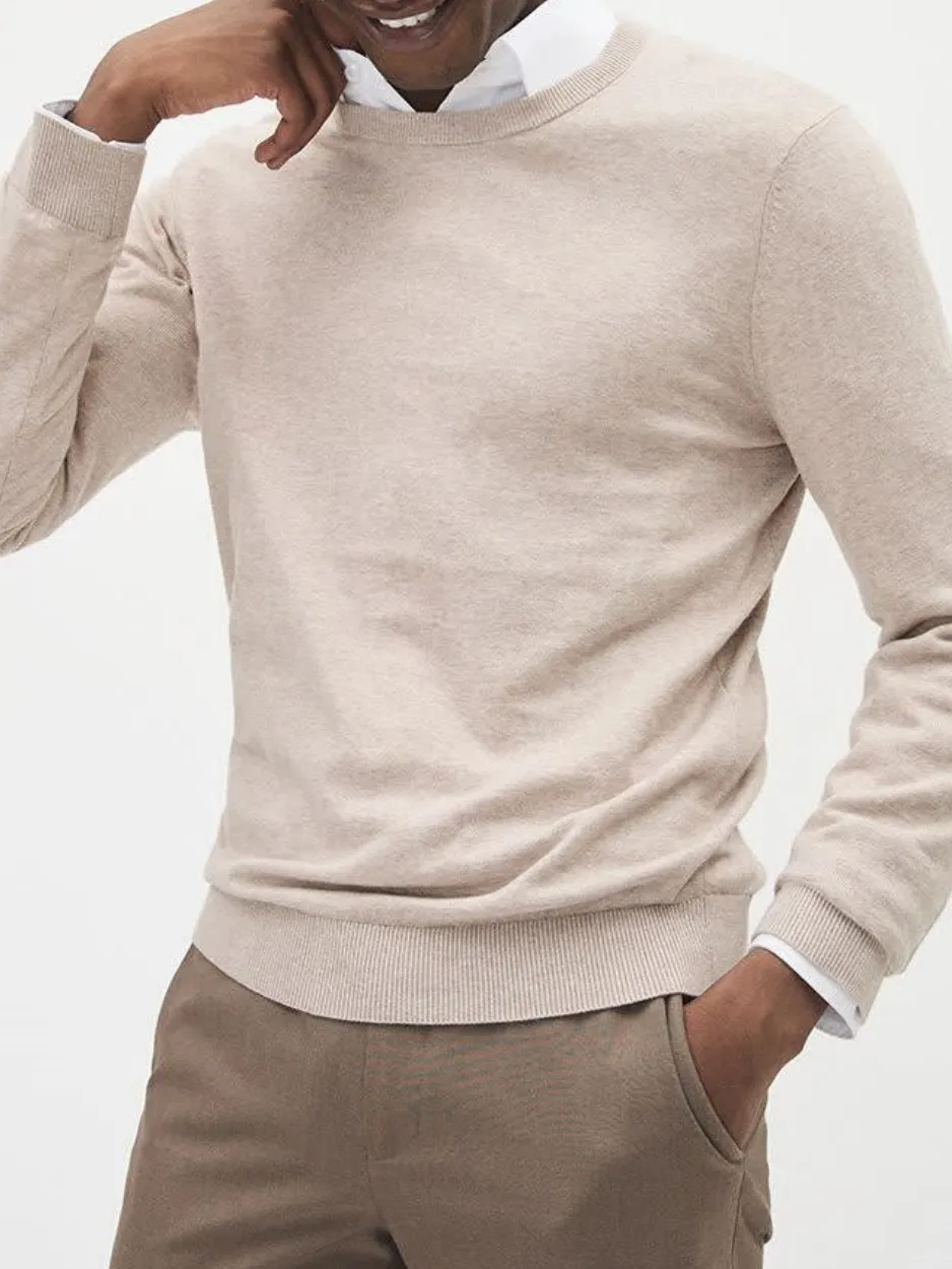 Coconut Cream Long-Sleeve Crew-Neck Sweater