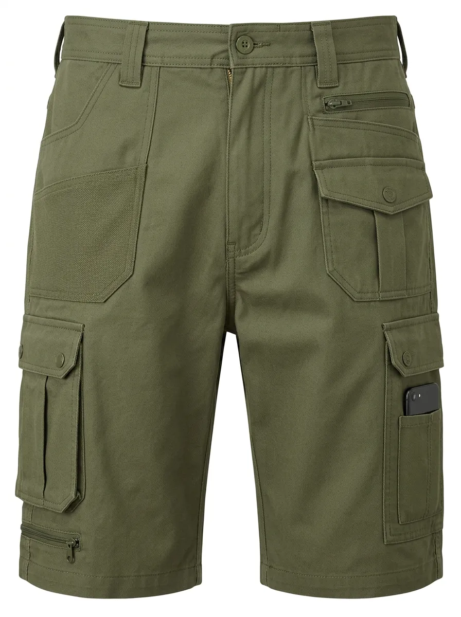 Men's Olive Green Multi-Pocket Tactical Cargo Shorts