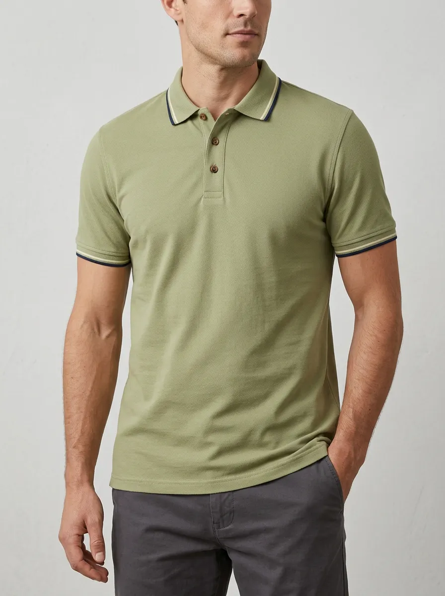 Women's Everyday Striped-Collar Collared Polo Shirt