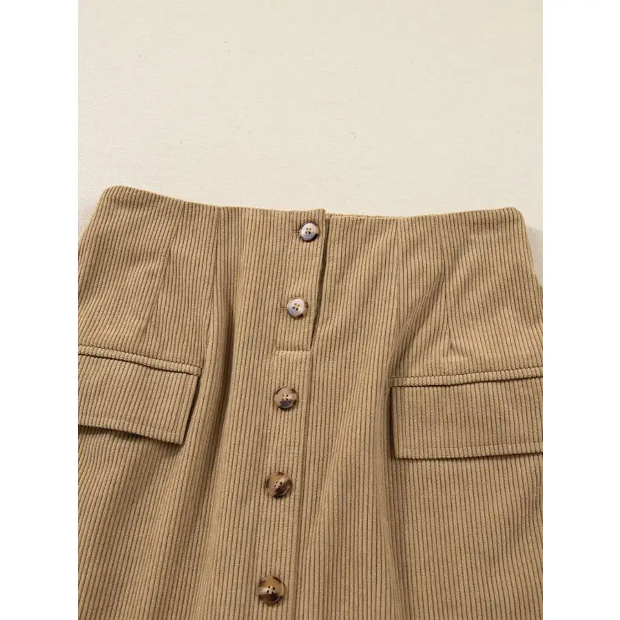 Corduroy Buttoned Front Mini Skirt