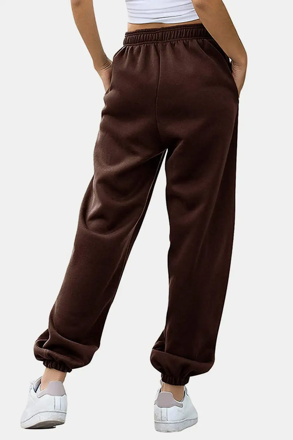Relaxed Elastic-Waist Pocketed Jogger Pants