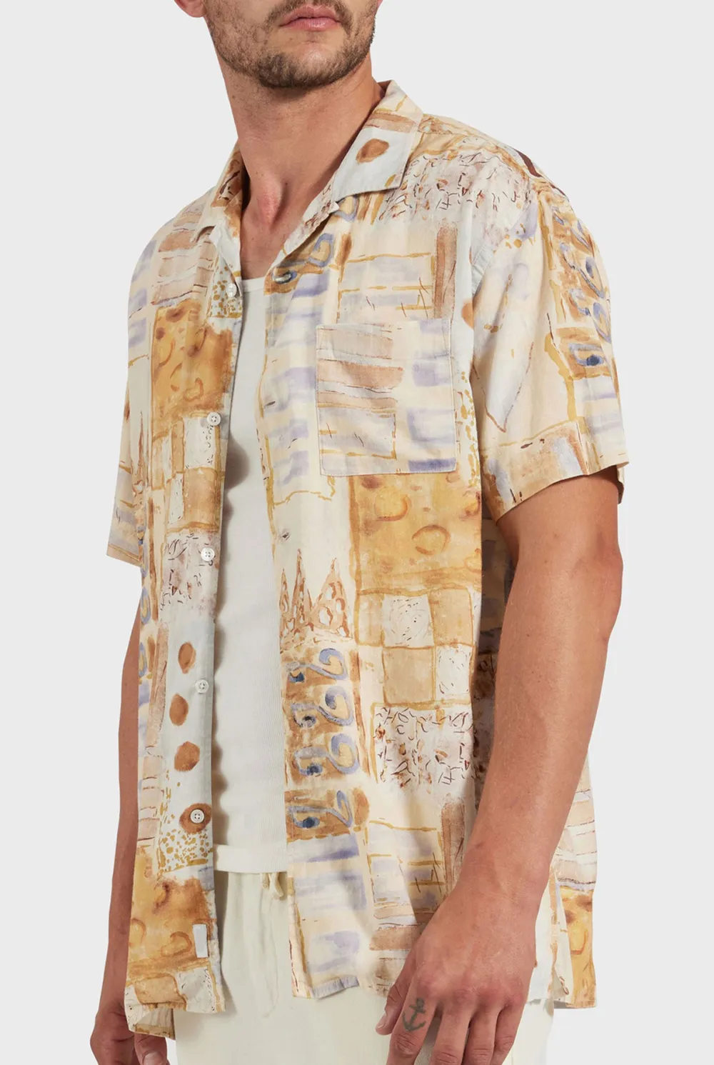 Vintage Inspired Print Short Sleeve Shirt