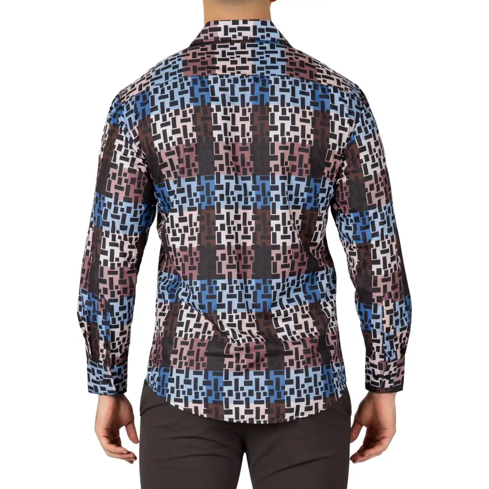 Neat Print Long Sleeve Button Shirt