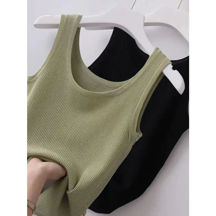 Plus Size Ribbed Knit Scoop Neck Tank