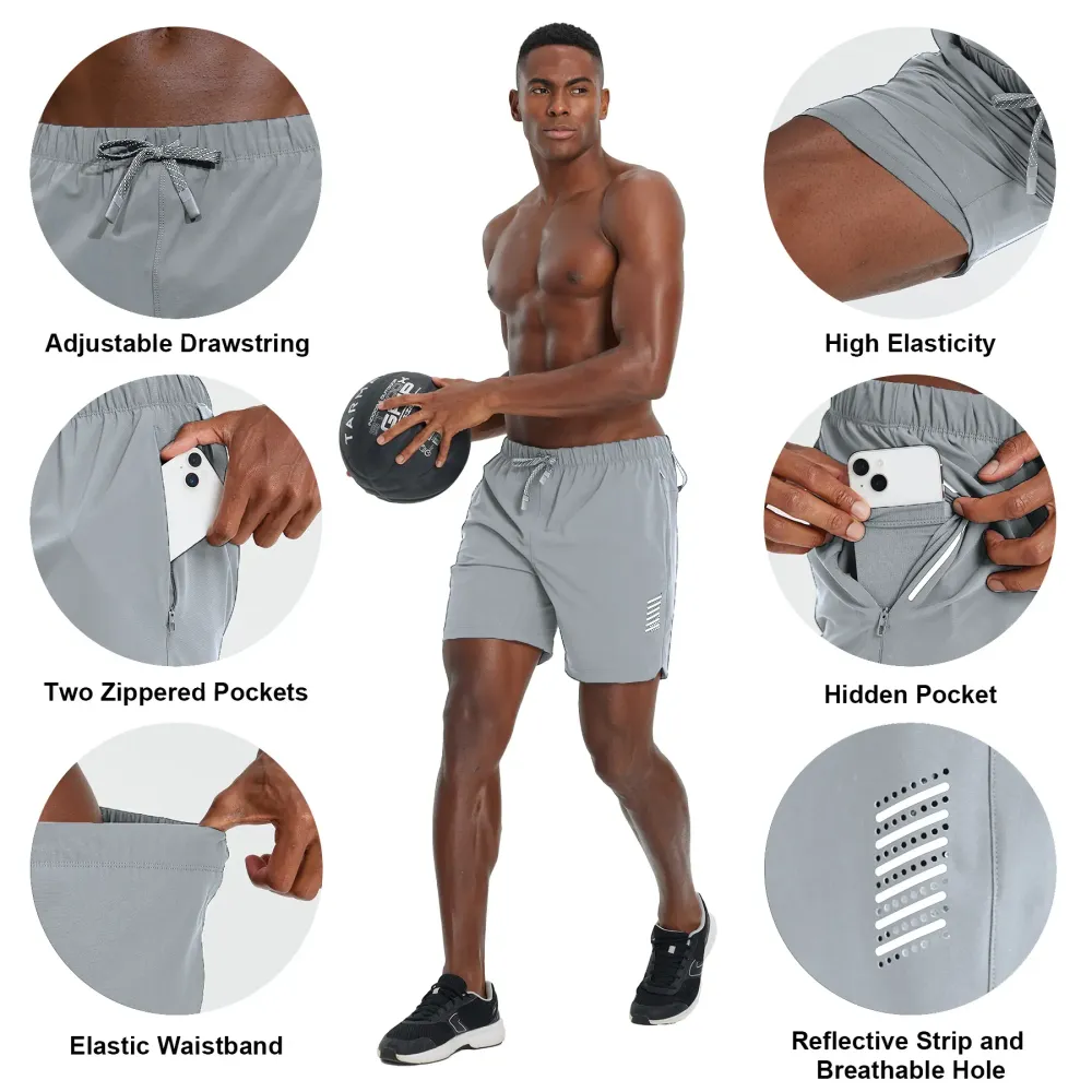 MAELREG Men's 2-in-1 Running Shorts with Liner, Outdoor Hiking Gym Training Shorts, Breathable Athletic Workout Shorts with Towel Hook