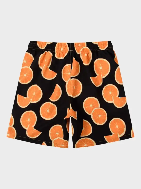 Men's Pocket Print Drawstring Swim Trunks