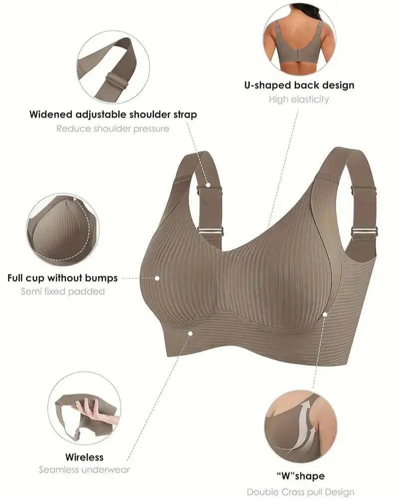4PACK-Women's Solid Color Four RowsAdjustable Wireless Bras