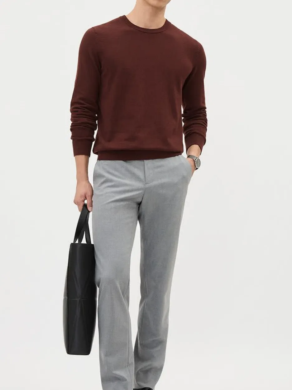 Burgundy Crew-Neck Long-Sleeve Knit Sweater