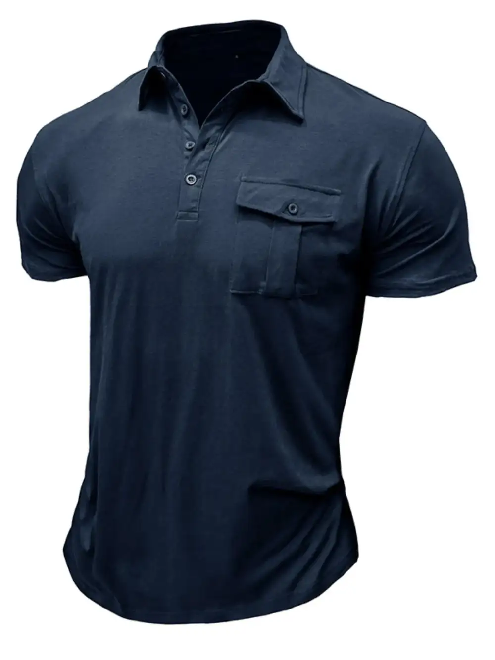 Stand-Collar Pocketed Polo Shirt