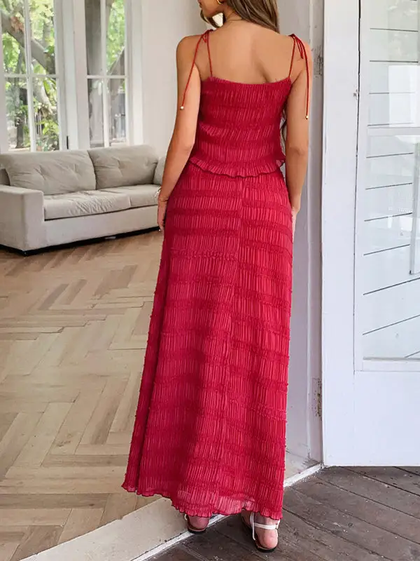 Tie Front Cropped Coordinated Set