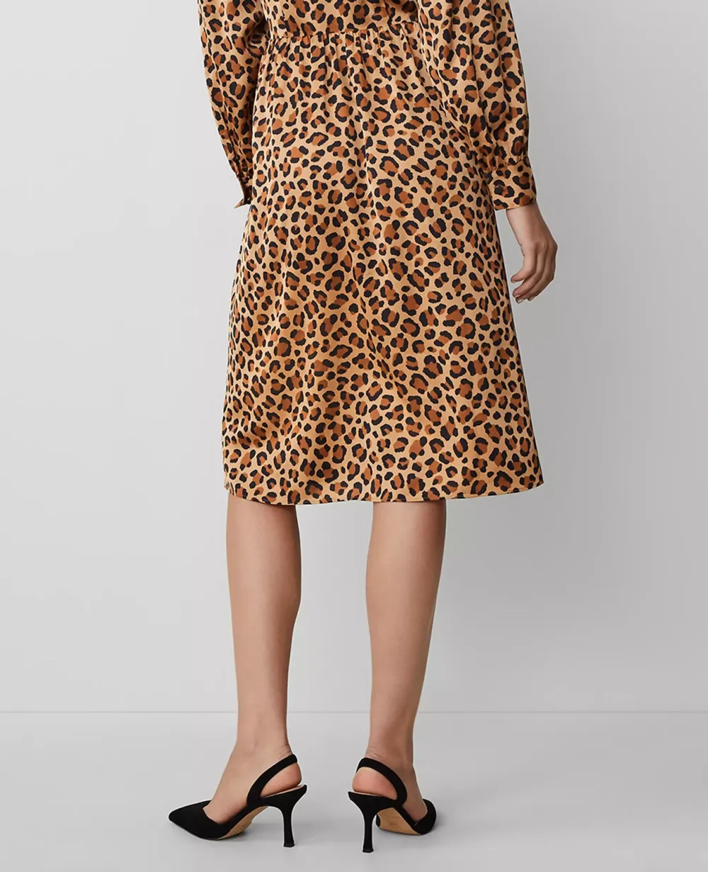 Animal Print Tie Neck Midi Dress