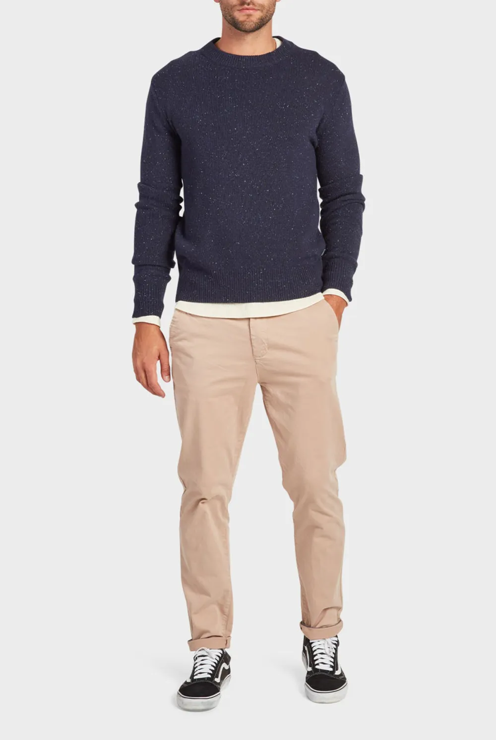 Solid Color Cotton Slim Fit Trousers