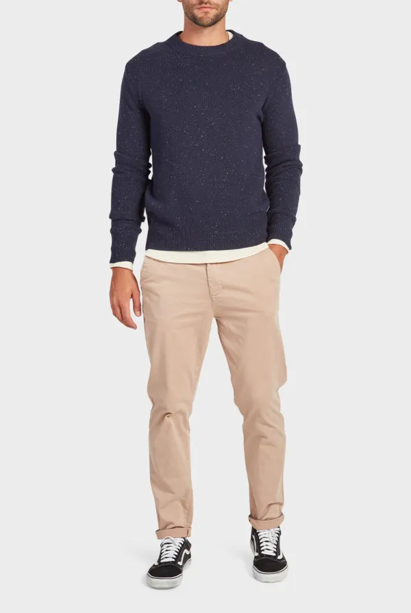 Solid Color Cotton Slim Fit Trousers