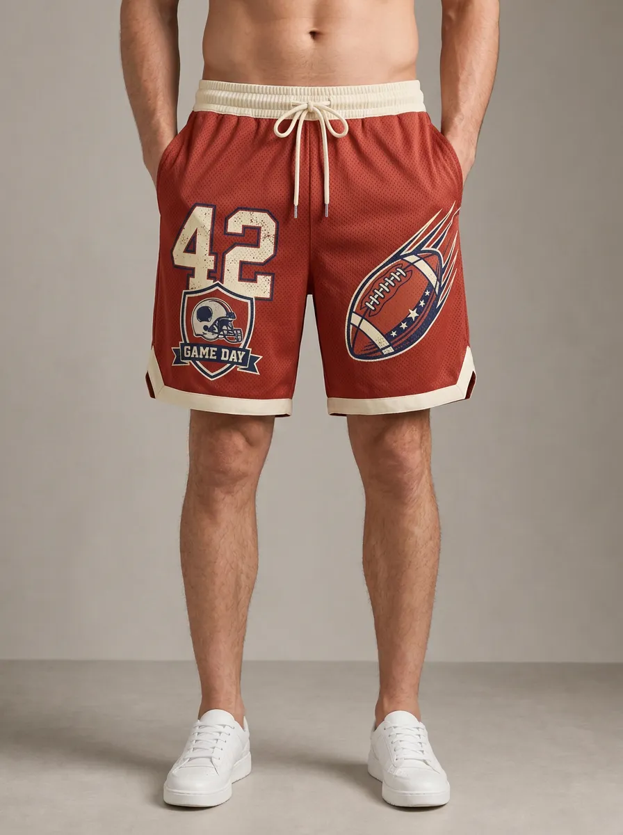 Men's American Football Game Day 42 Printed Mesh Shorts