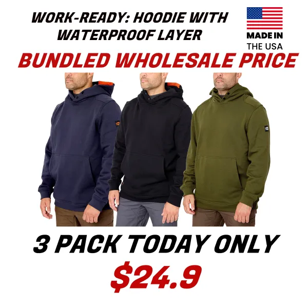 The Shevlin Hoodie Men's Water Resistant Workwear Hoodie  Midweight Fabric, DWR Finish & Hard Hat-Compatible Hood