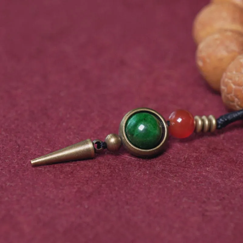 Bodhi Seed Dzi Bead Charm Wrist Mala Bracelet