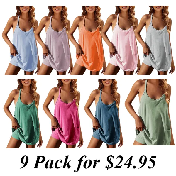 9PACK-Casual V-Neck Vest & Shorts Set
