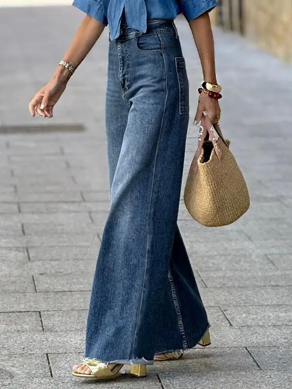 Ombre High Waist Straight Leg Seamed Jeans