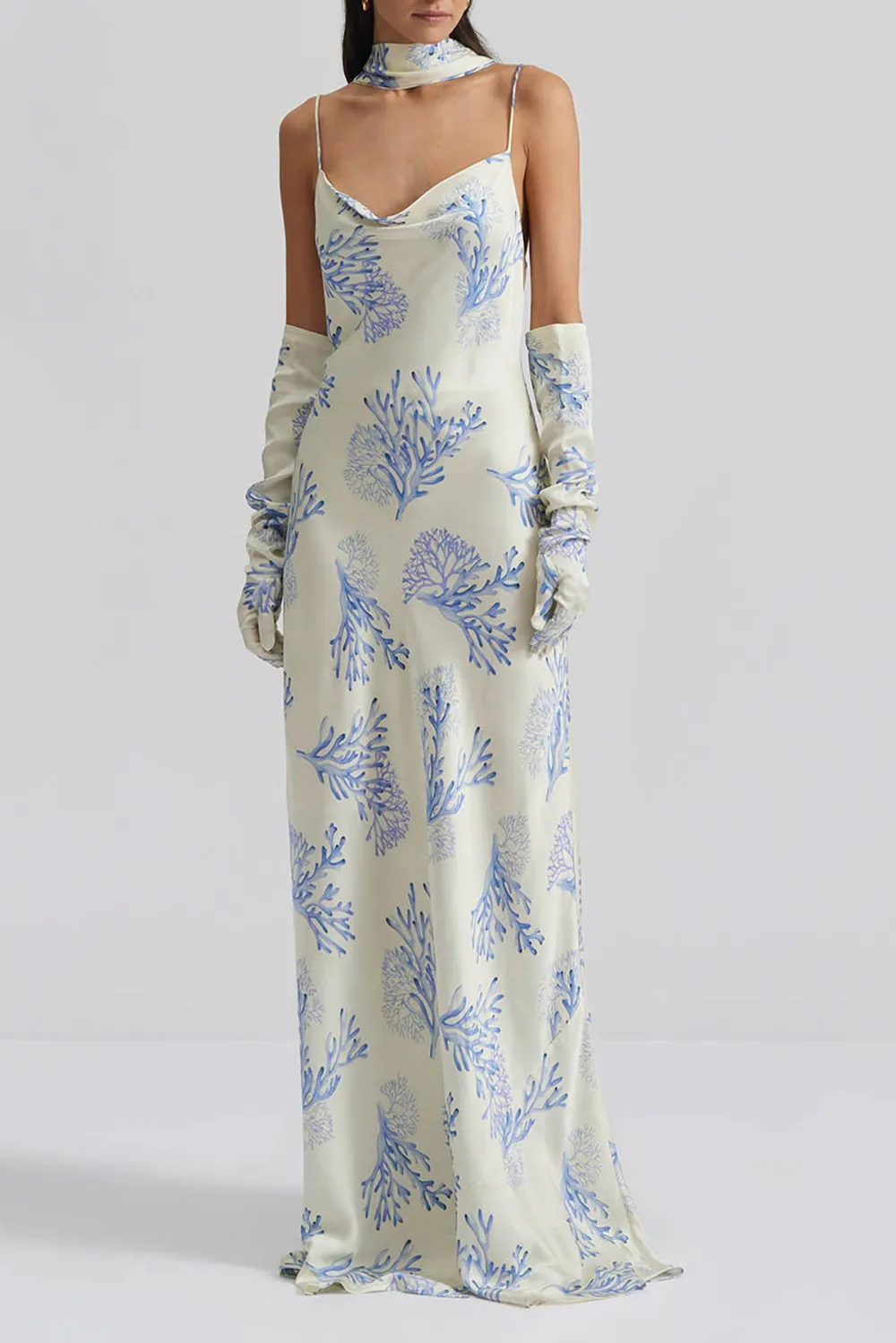 Seafoam Print Spaghetti Strap Maxi Dress