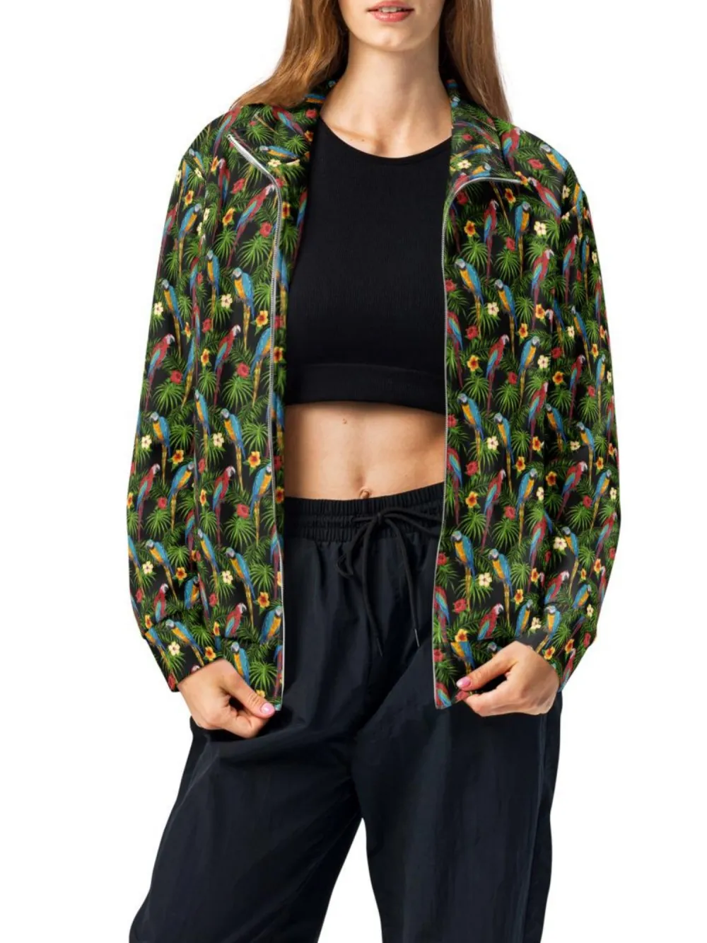 Tropical Bird Print Jacket