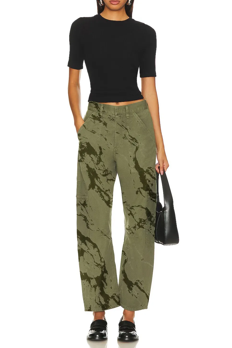 Abstract Print Low Rise Cargo Pants