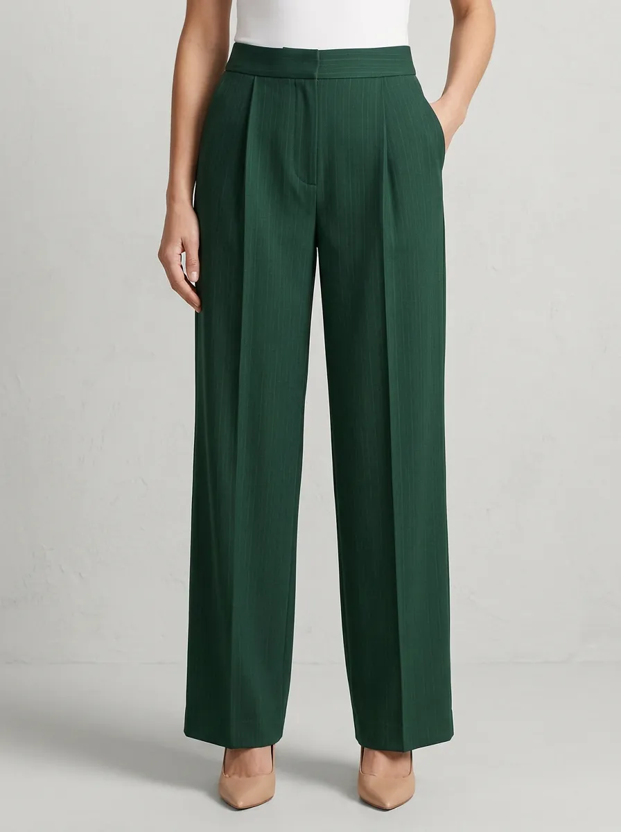 Pinstriped Printed Wide-Leg Trousers