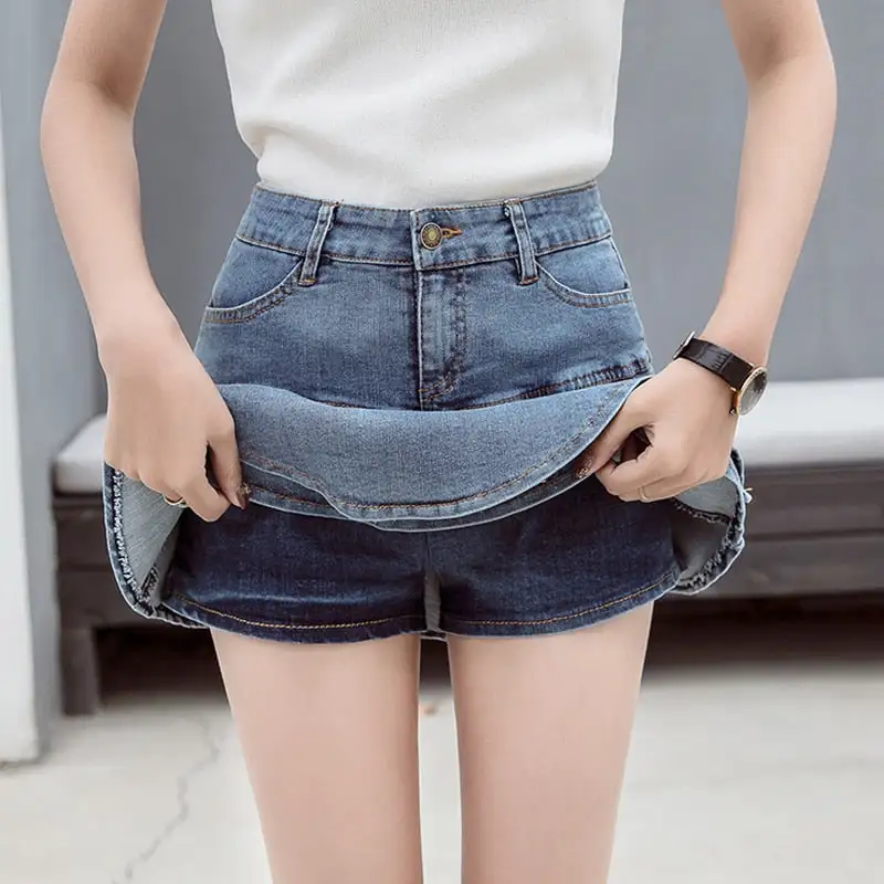 Denim Pleated Slim-Fit Skirt