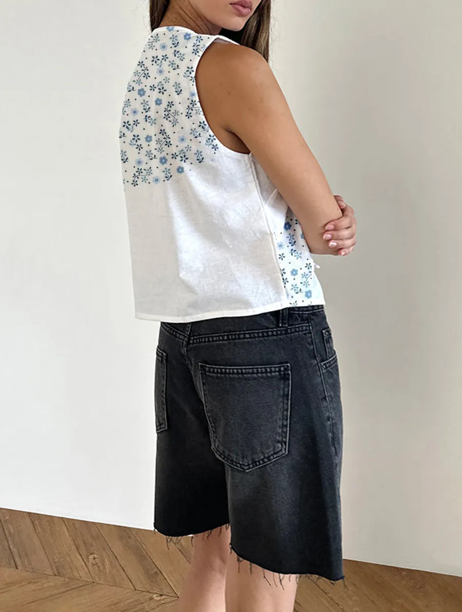 Off White Tie Front Top