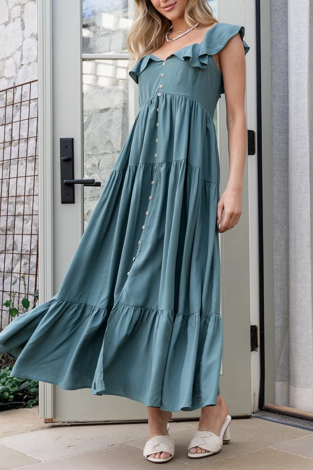 Classic Versatile Lace Collar V-Neck Dress