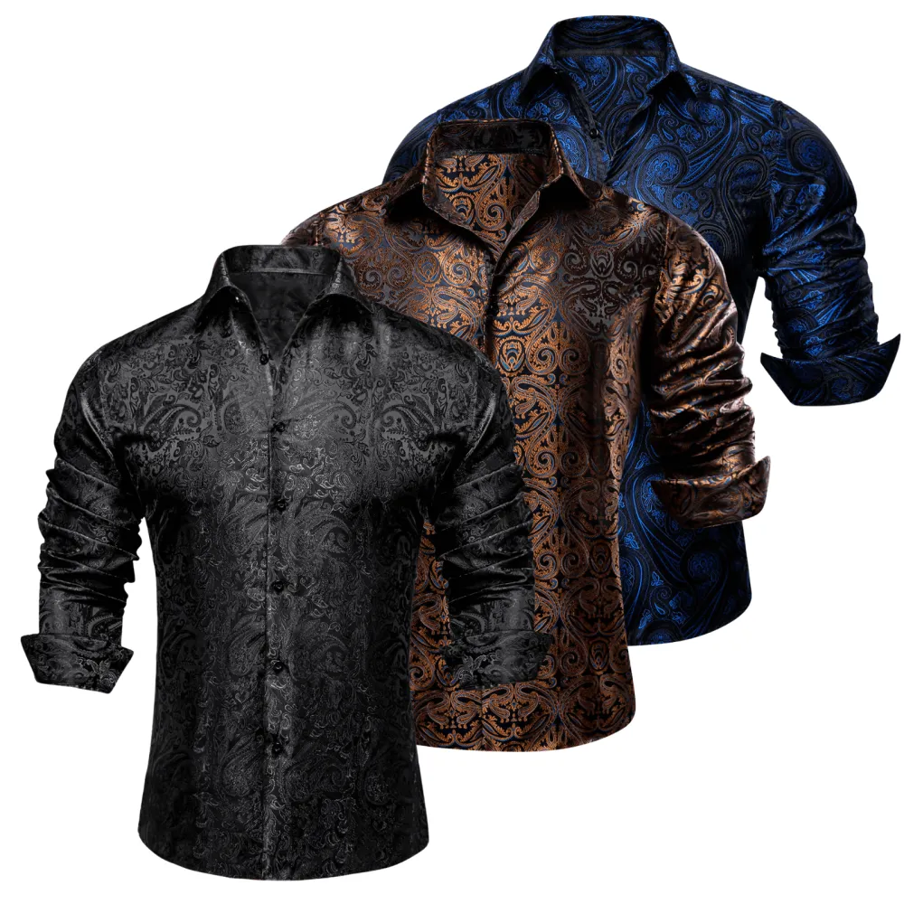 Formal Paisley Silk Dress Shirt