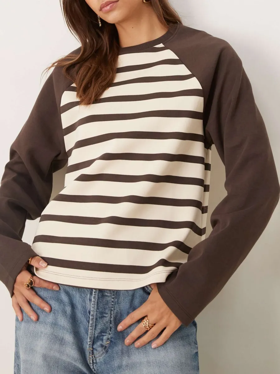 Stripe Raglan Long-Sleeve Top