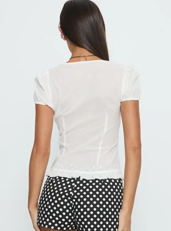 Button Up Ruffle Detail Women's Blouse