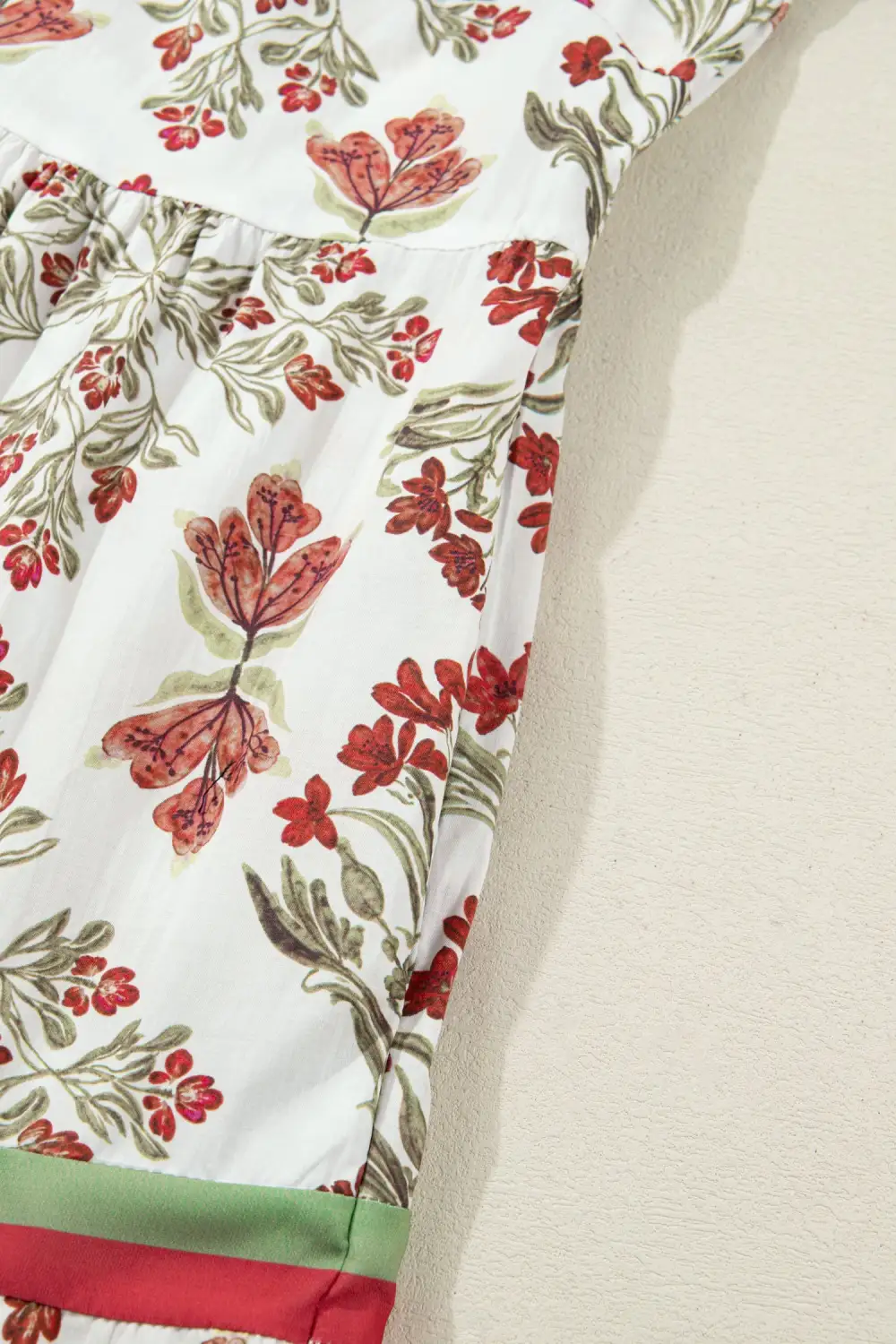 Textured Detail Floral Printed Ruffle Dress