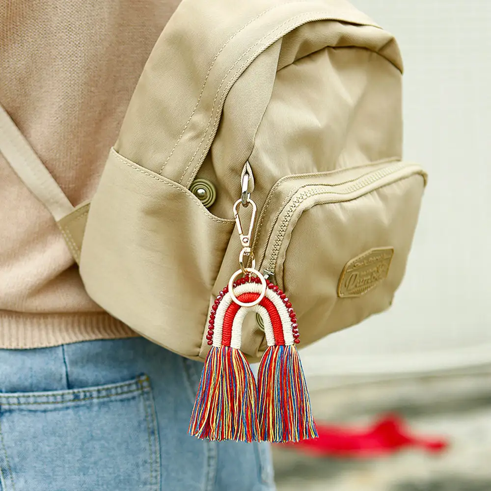 Casual Creative Pendant Bohemian Tassel Bag Pendant Rainbow Keychain
