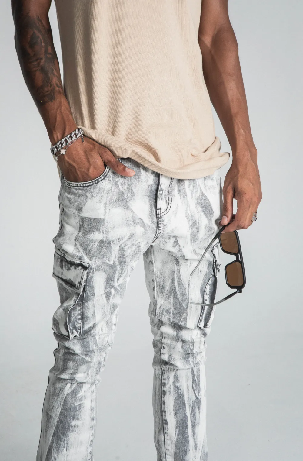 Wash Stacked Cargo Jeans