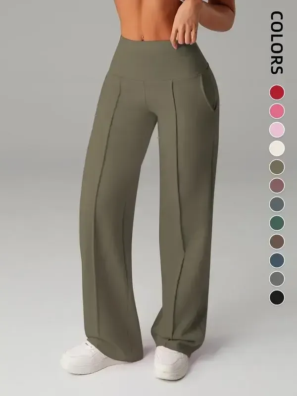 Women's Wide Leg High Waist Sweatpants with Pockets | Sporty Casual Style
