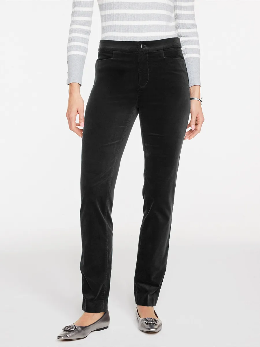 Lady'S Comfortable Corduroy High-Waisted Straight-Leg Pants