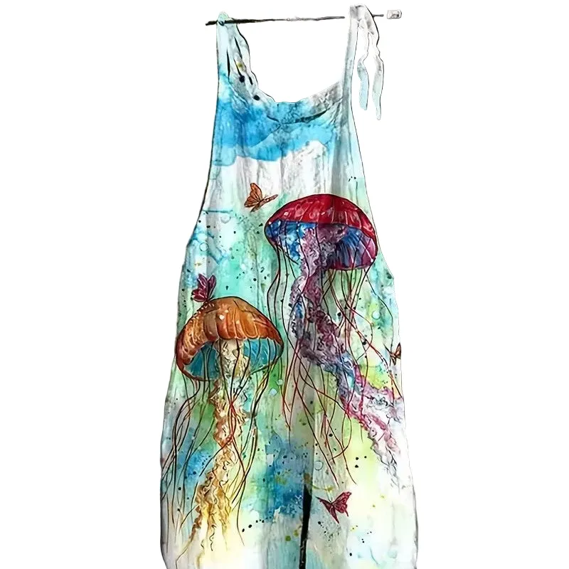 Women' Fun Print Wide-Leg Suspender Overalls