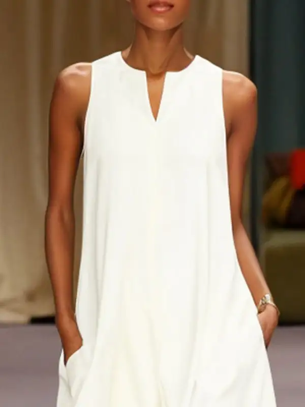 Loose Split Sleeveless Neck Maxi Dress