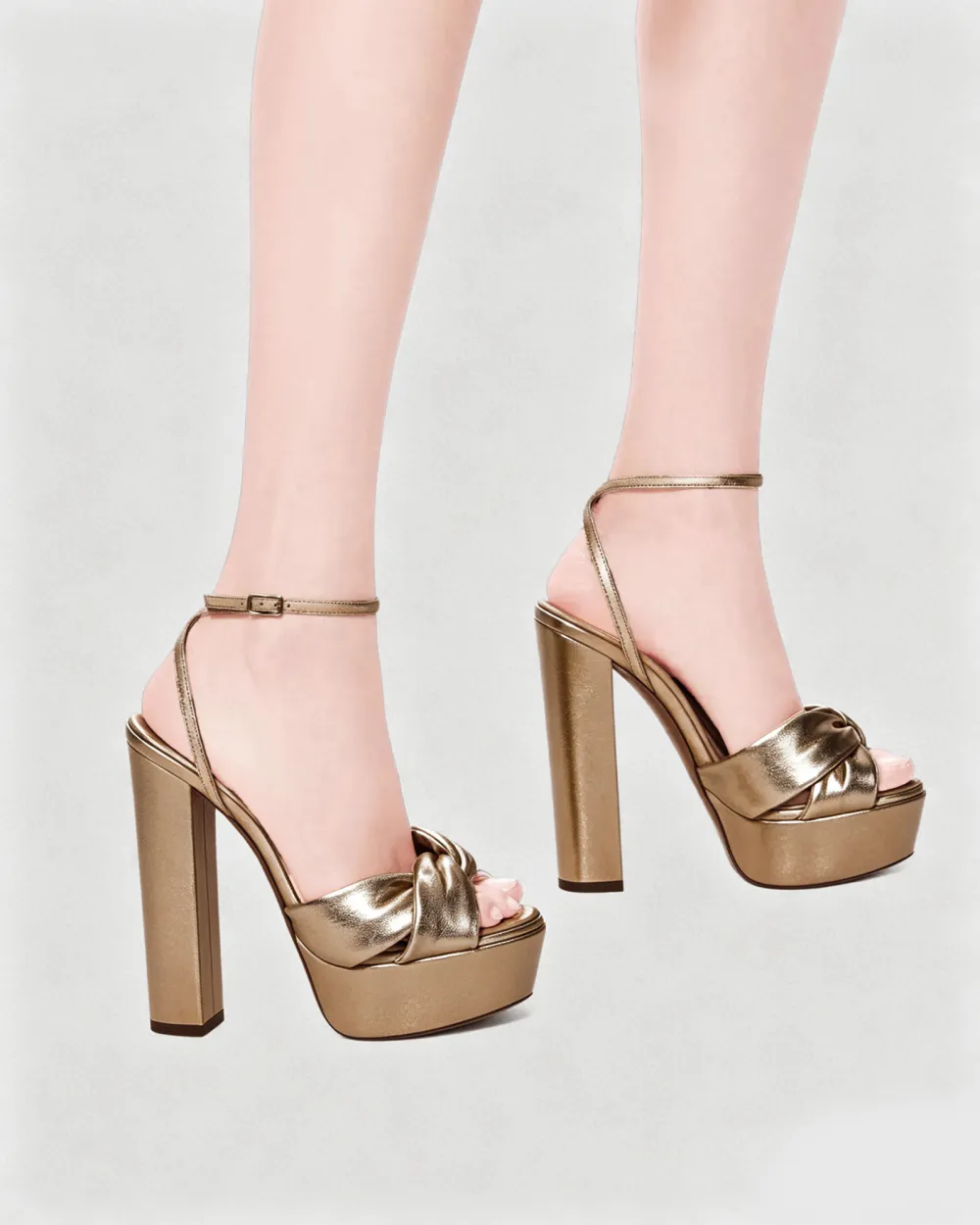 Knot Platform Sandals in Beige