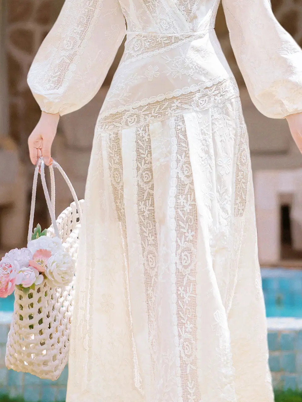 Lace V Neck Swing Swing Dress