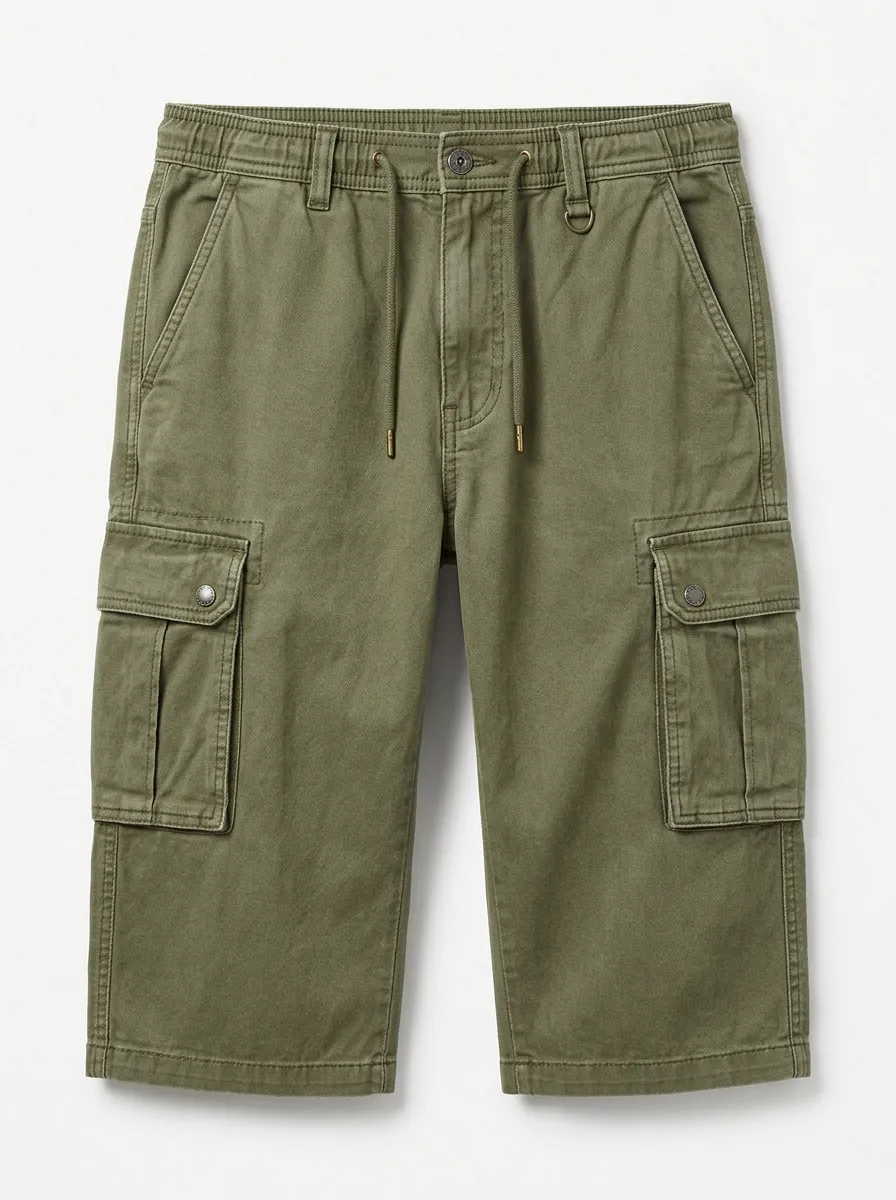 Men's Olive Green Tactical Multi-Pocket Cargo Shorts