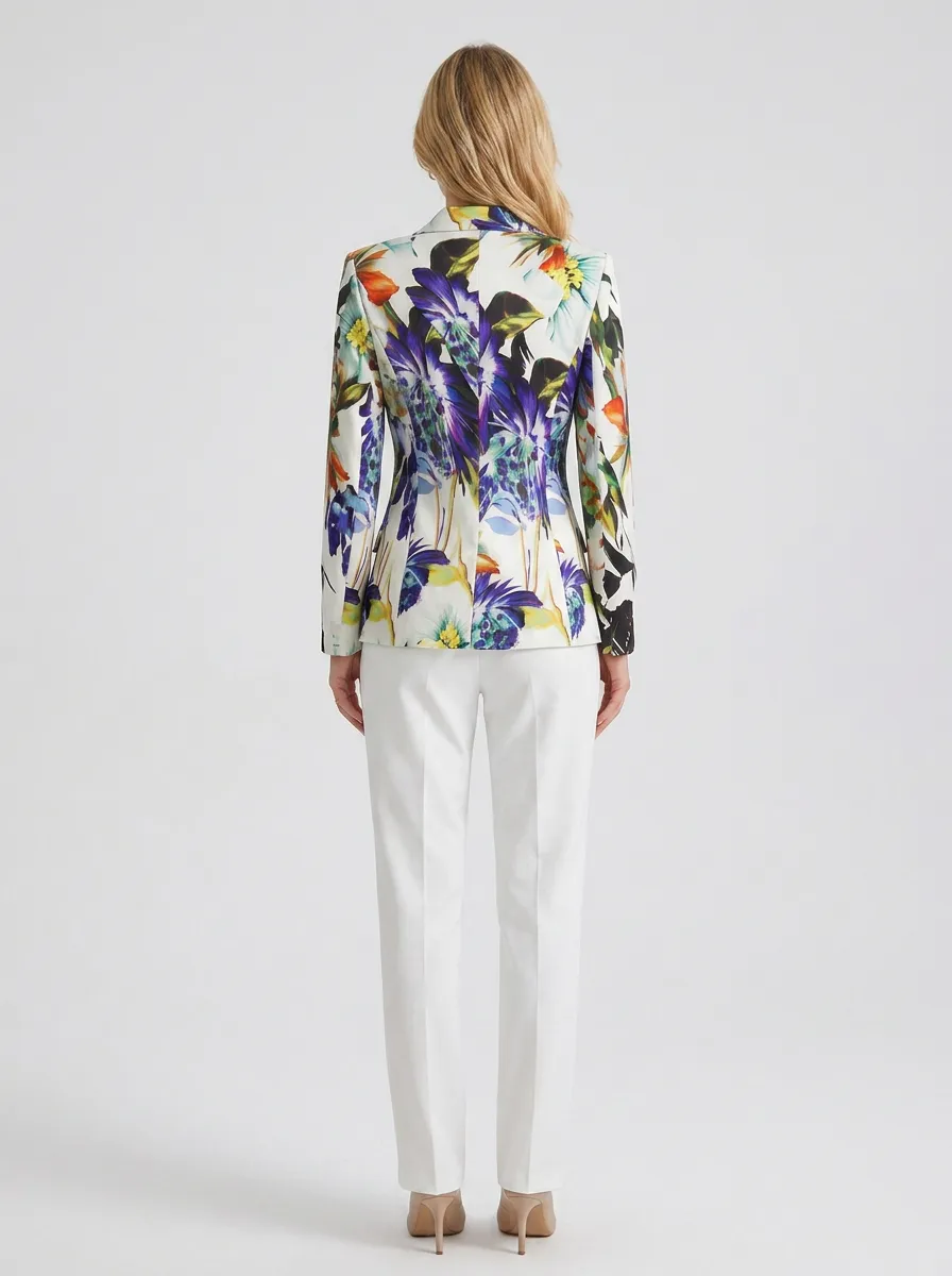 Women's Floral Art Abstract Botanical Printed Blazer